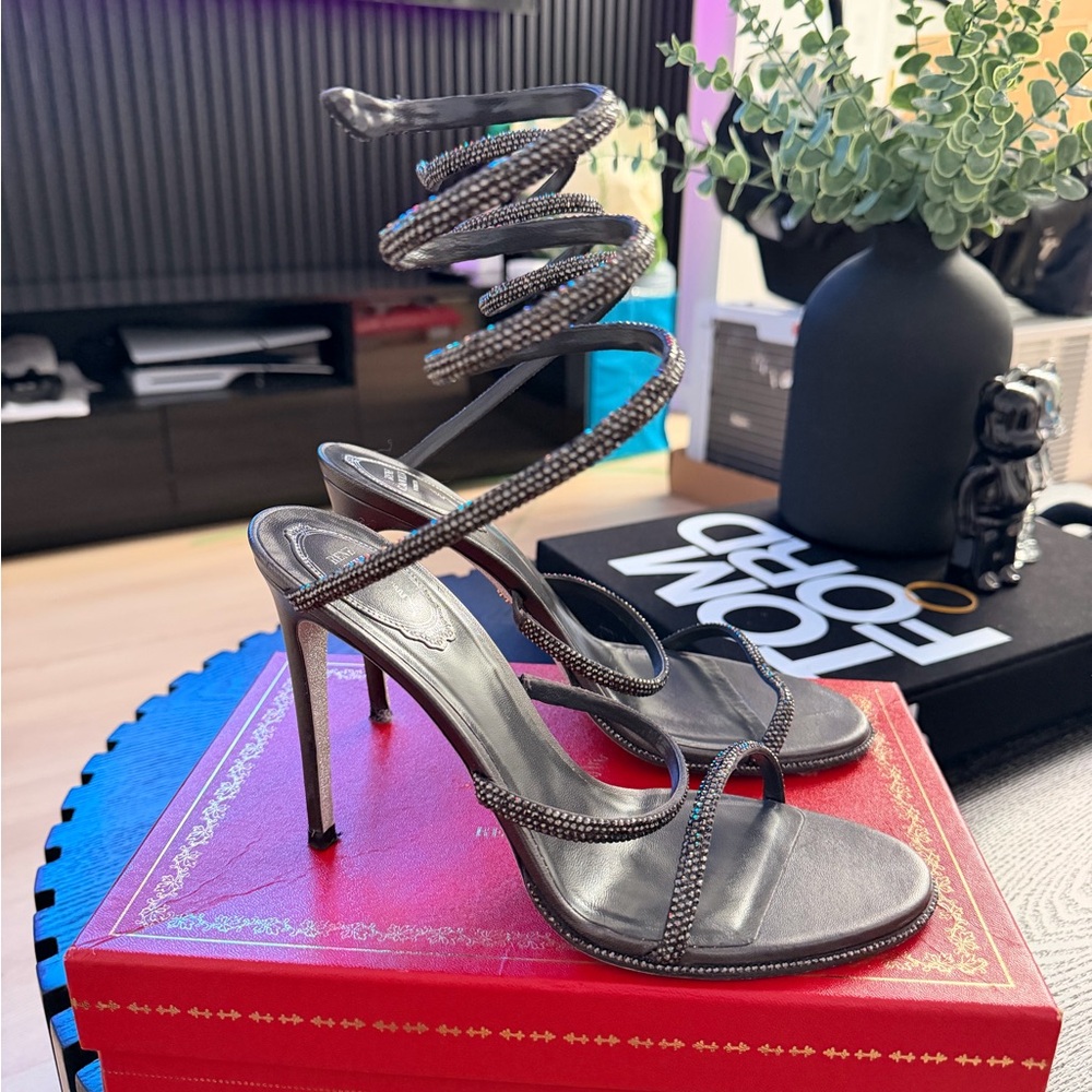 Rene caovilla black heels